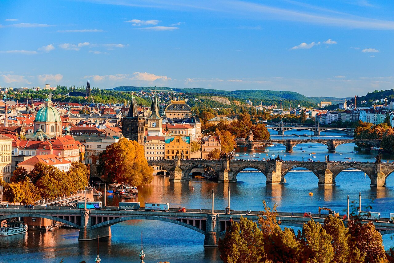 Prague skyline view